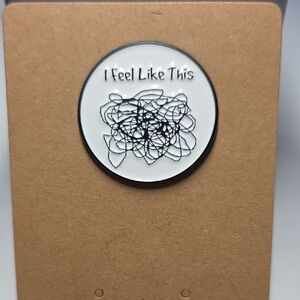 Abstract Art Pin with Black and White Design